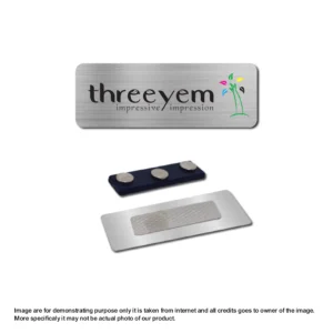 Metal Name Badge with Magnet by Threeyem